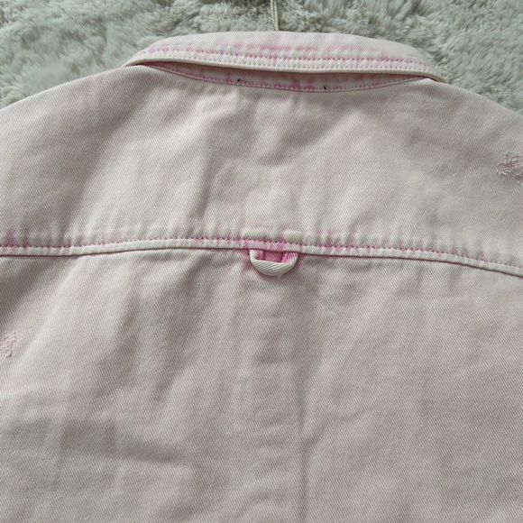 SER.O.YA Mariel Denim Button-Front Shirt Jacket Pink Size M - Picture 14 of 15